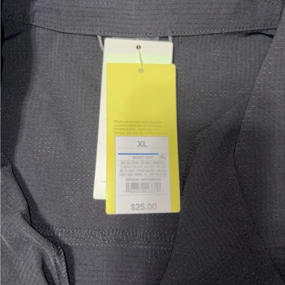 Men's Textured Button Up Shirt - All In Motion Black XL: Moisture Wicking - Picture 3 of 3